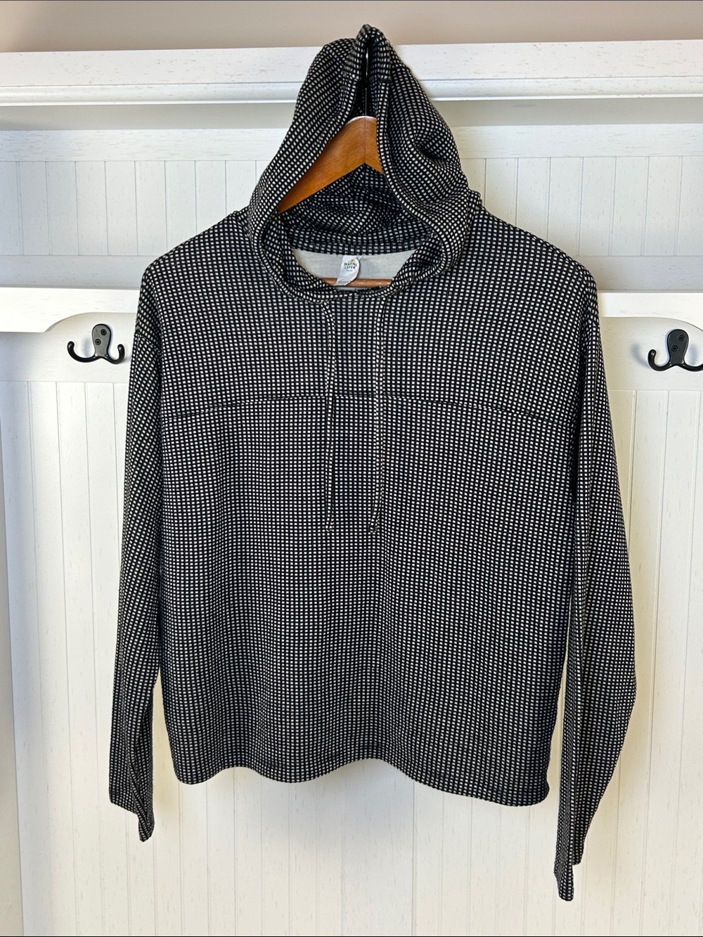 Marine Layer Dawn Grid Geometric Check Lightweight Hoodie M